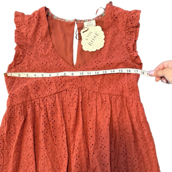 Knox Rose Terracotta Burnt Orange Sleeveless Eyelet Dress NWT - Picture 6 of 10